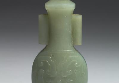 图片[2]-Jade vase with animal-mask pattern and tubular handles, Qing dynasty (1644-1911)-China Archive